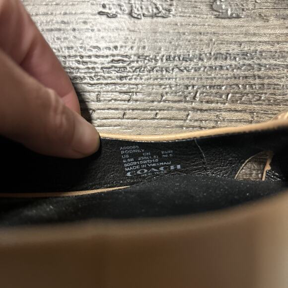 Coach Leather Rodney Pointed Toe Slingback Flats Braided Chain 6.5 Tan - Picture 5 of 6